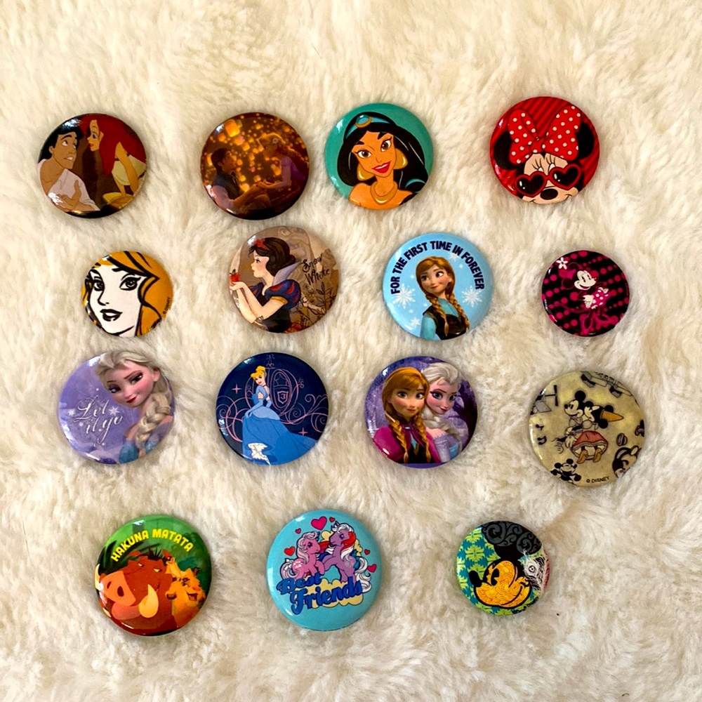 Disney and My Little Pony Button Pin Lot